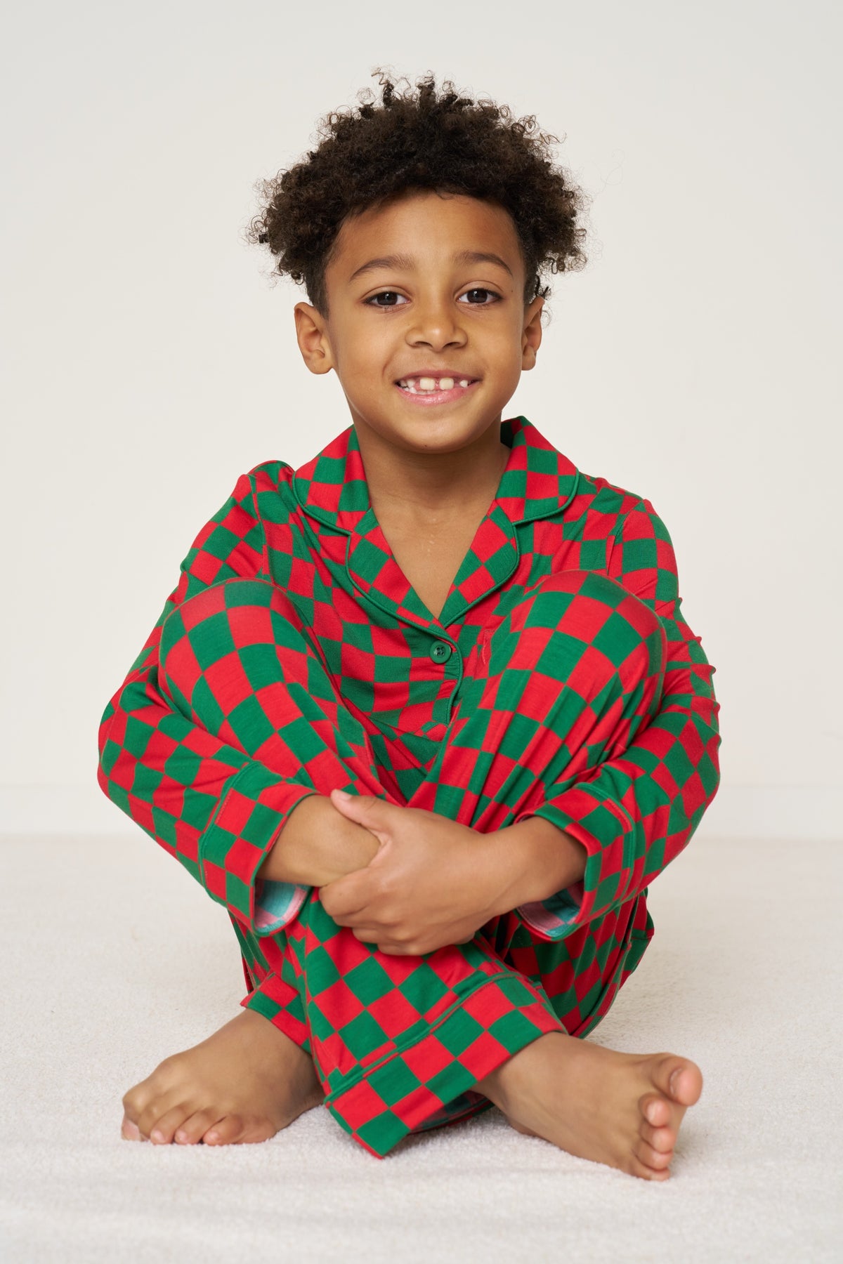 Kids' Button-Up Set Christmas - Merry Checkmate TENCEL™ Modal