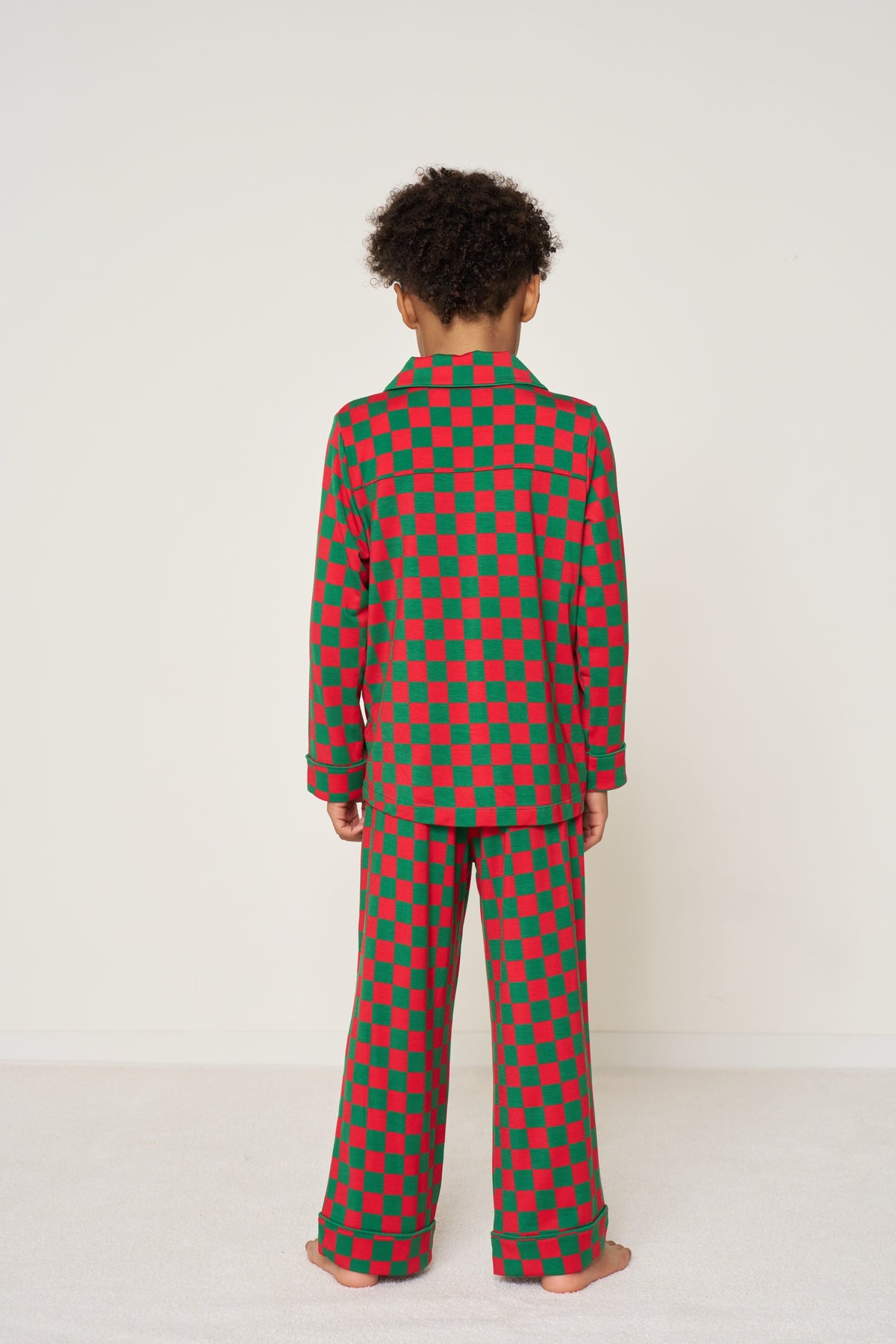 Kids' Button-Up Set Christmas - Merry Checkmate TENCEL™ Modal