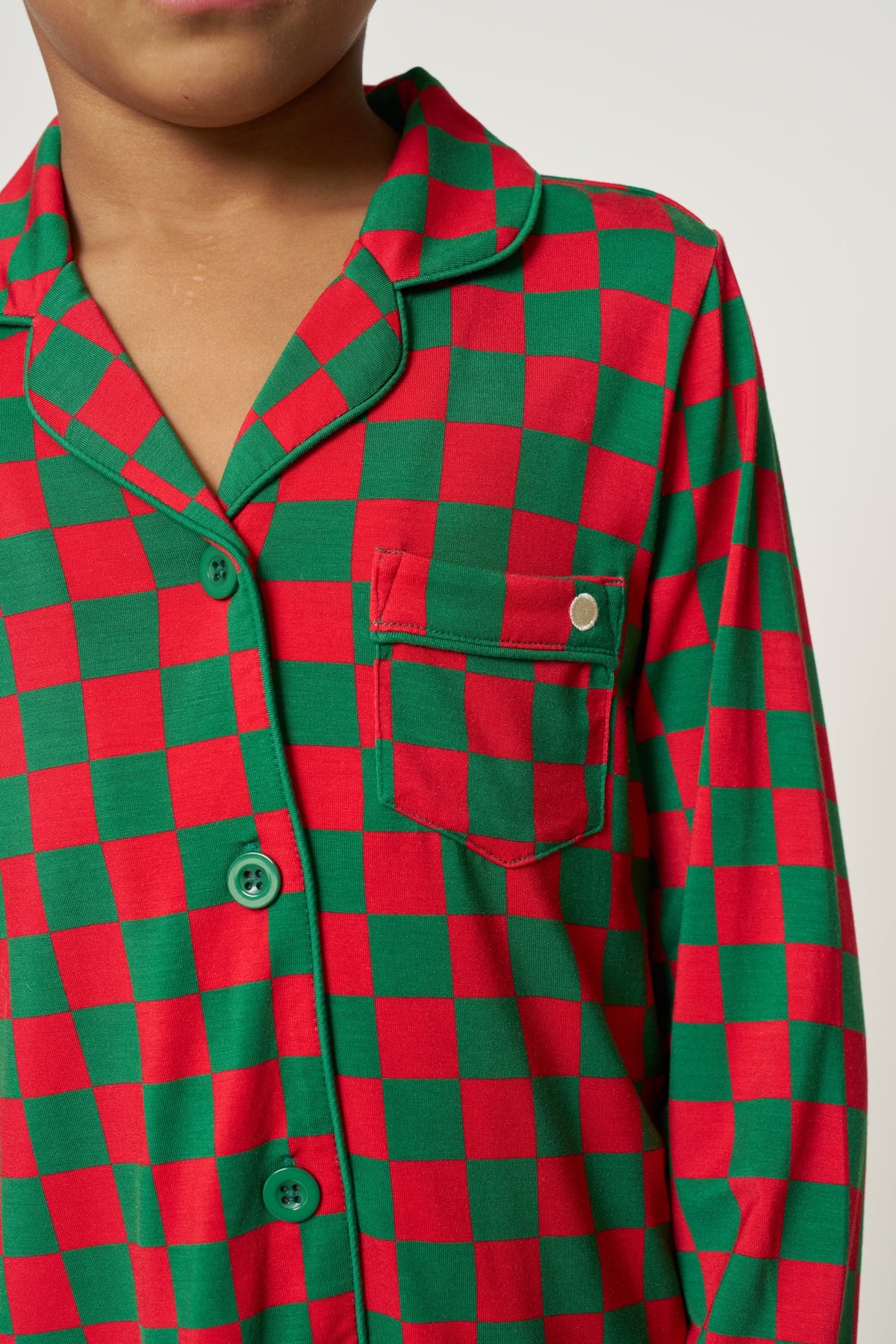Kids' Button-Up Set Christmas - Merry Checkmate TENCEL™ Modal