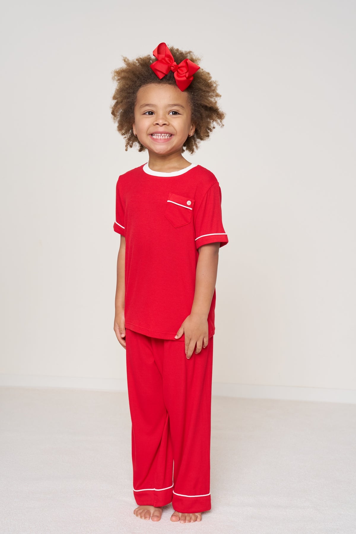 Kids' Pocket T-Shirt Set Christmas - Candy Cane Ribbed Bamboo