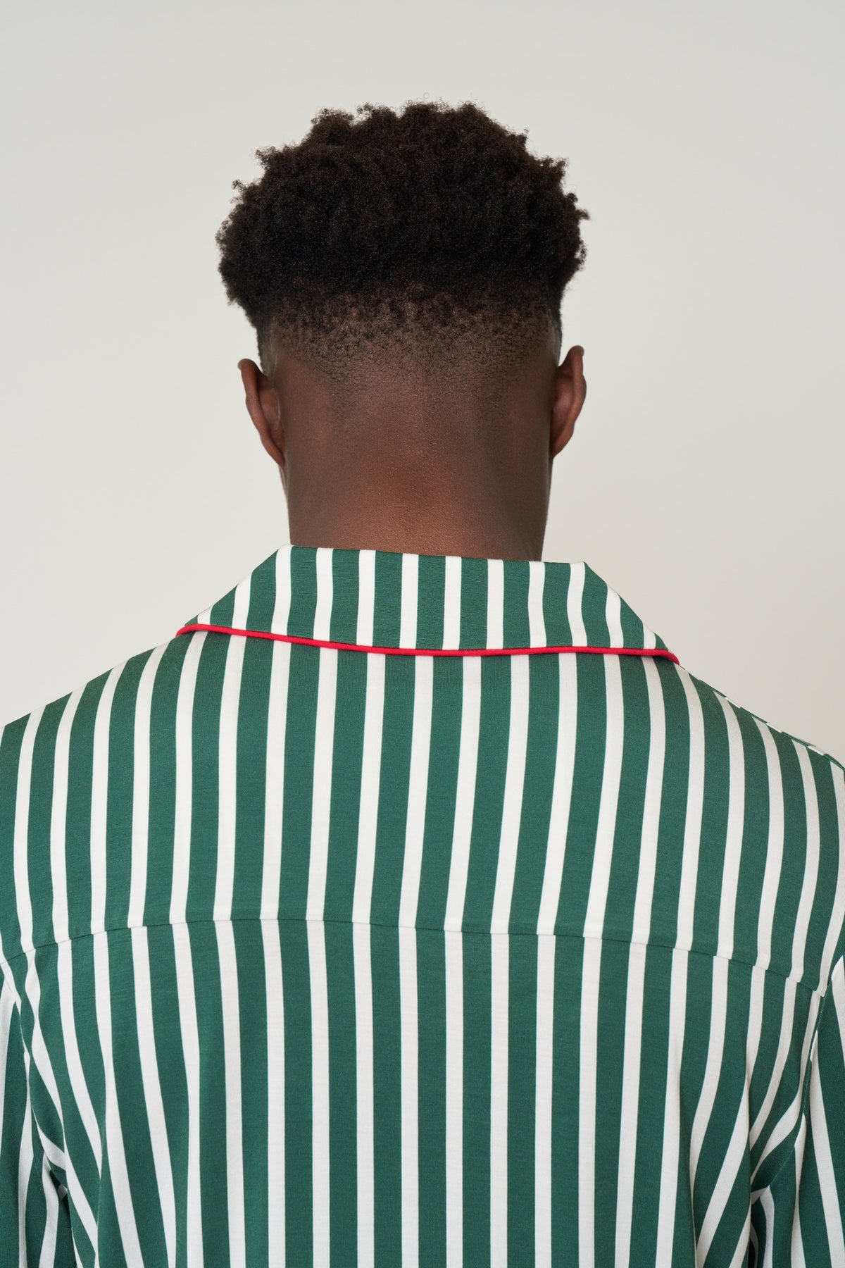 Men's Button-Up Set Christmas - Winter Green Striped TENCEL Modal