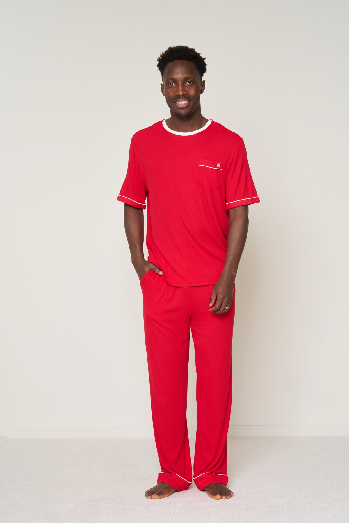 Pocket T-Shirt Set Christmas - Candy Cane Ribbed Bamboo