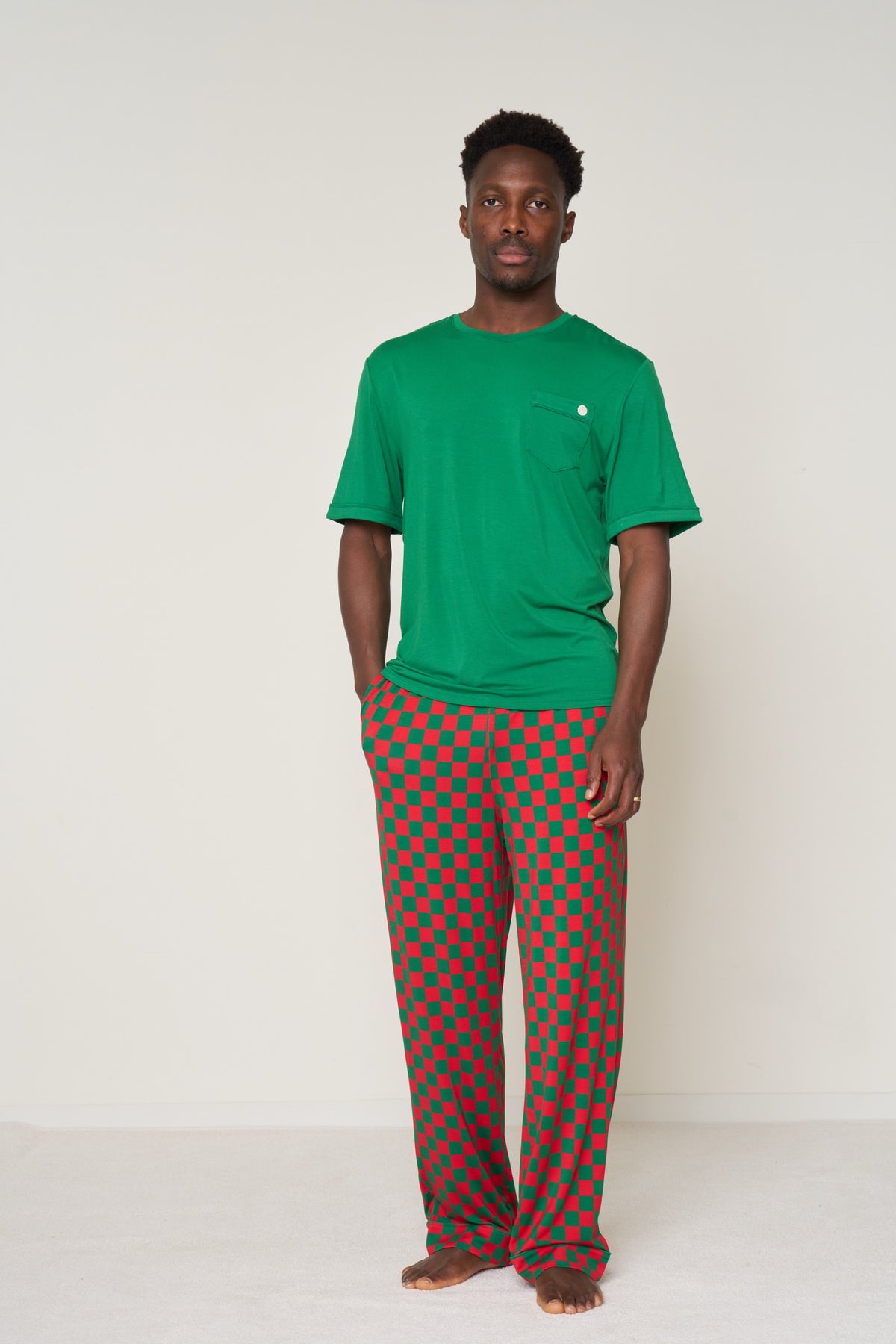 Pocket T-Shirt Set Christmas - Merry Checkmate TENCEL™ Modal