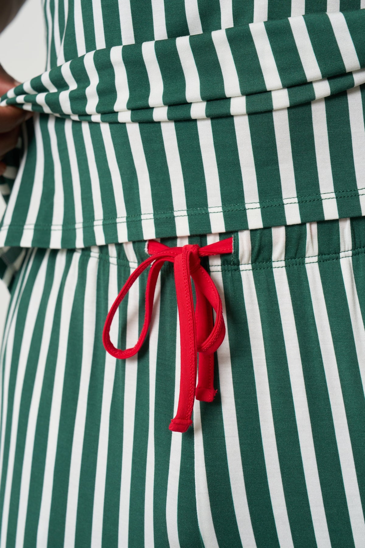 Pocket T-Shirt Set Christmas - Winter Green Striped TENCEL Modal