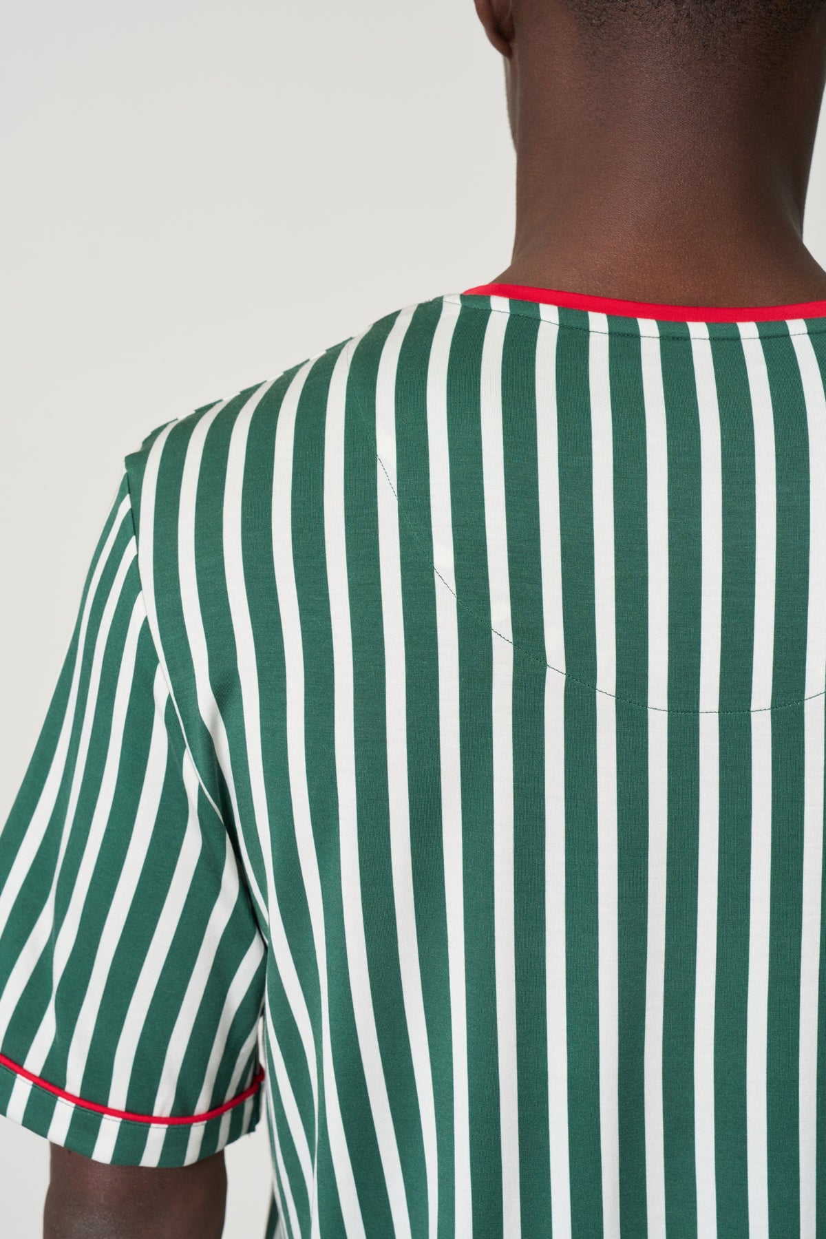 Pocket T-Shirt Set Christmas - Winter Green Striped TENCEL Modal