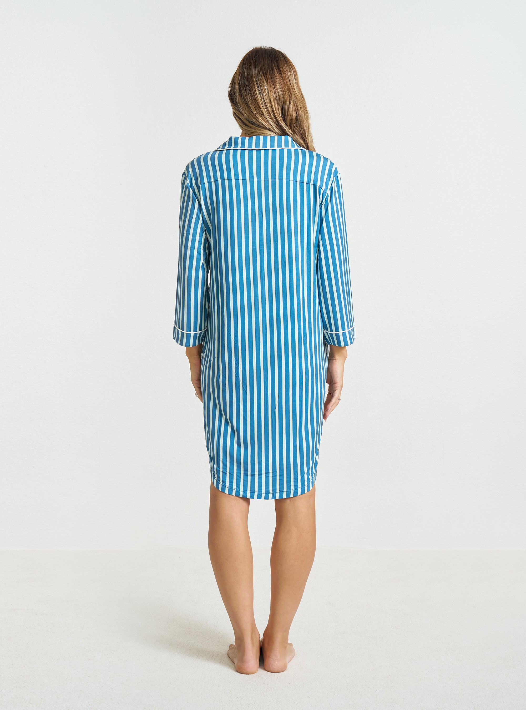 Women's 3/4 Sleeve Button-Up Nightgown