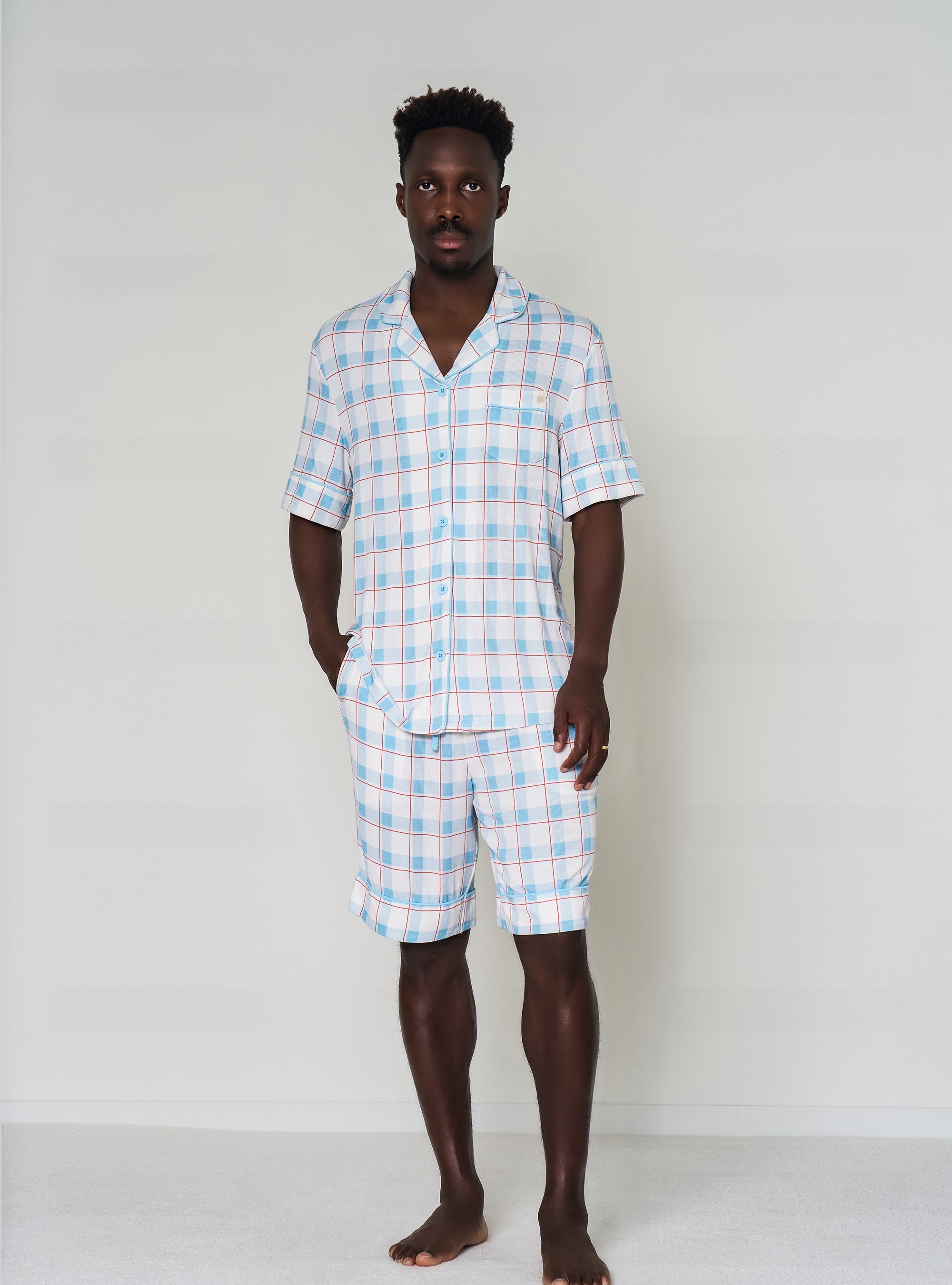 Men's Shorts Button- Up Set
