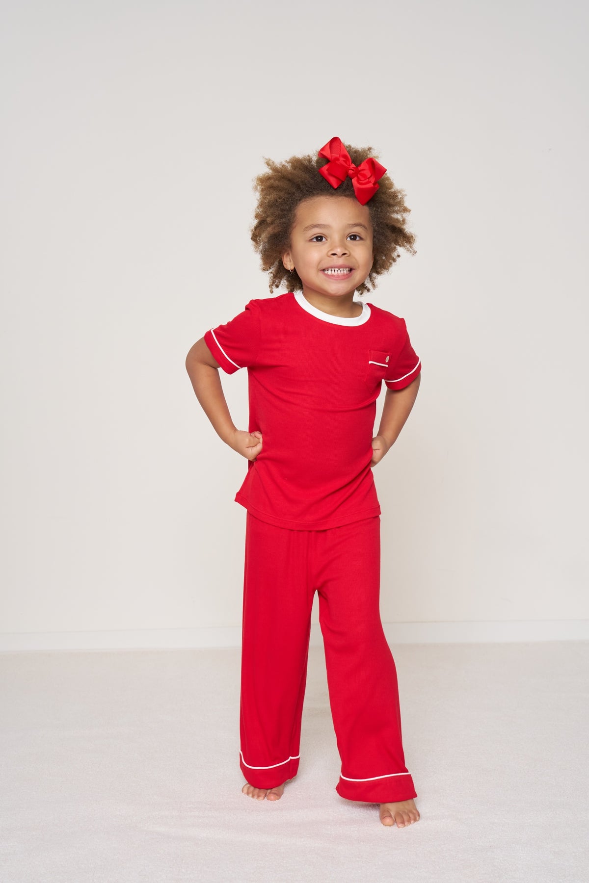 Kids' Pocket T-Shirt Set Christmas - Candy Cane Ribbed Bamboo