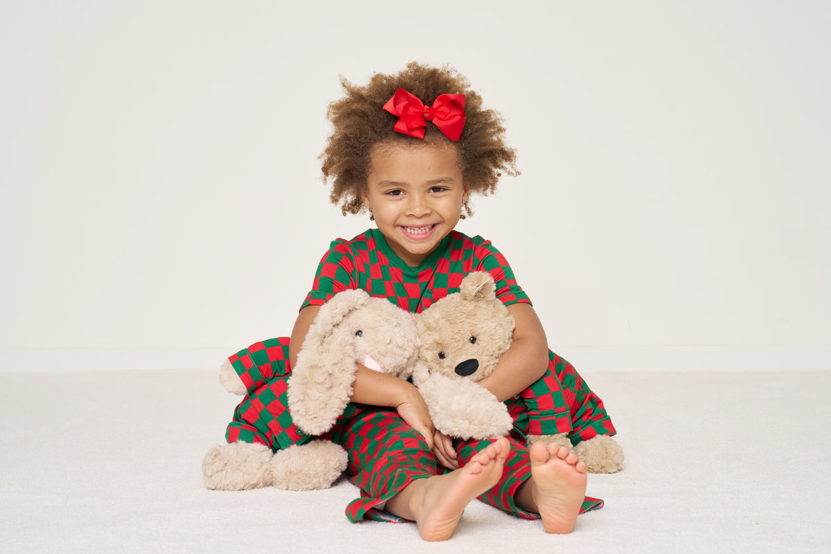 Kids' Pocket T-Shirt Set Christmas - Merry Checkmate TENCEL™ Modal