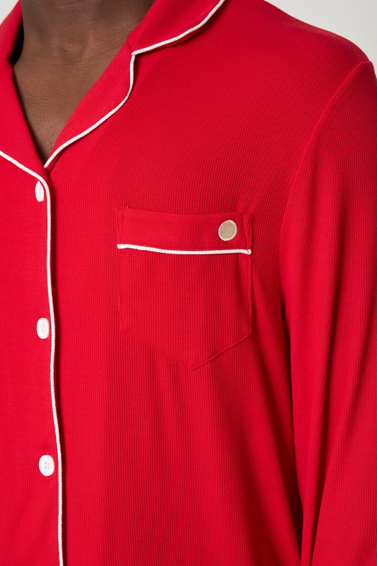 Men's Button-Up Set Christmas - Candy Cane Ribbed Bamboo