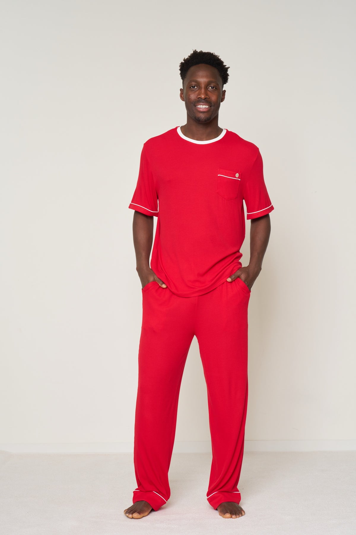 Pocket T-Shirt Set Christmas - Candy Cane Ribbed Bamboo