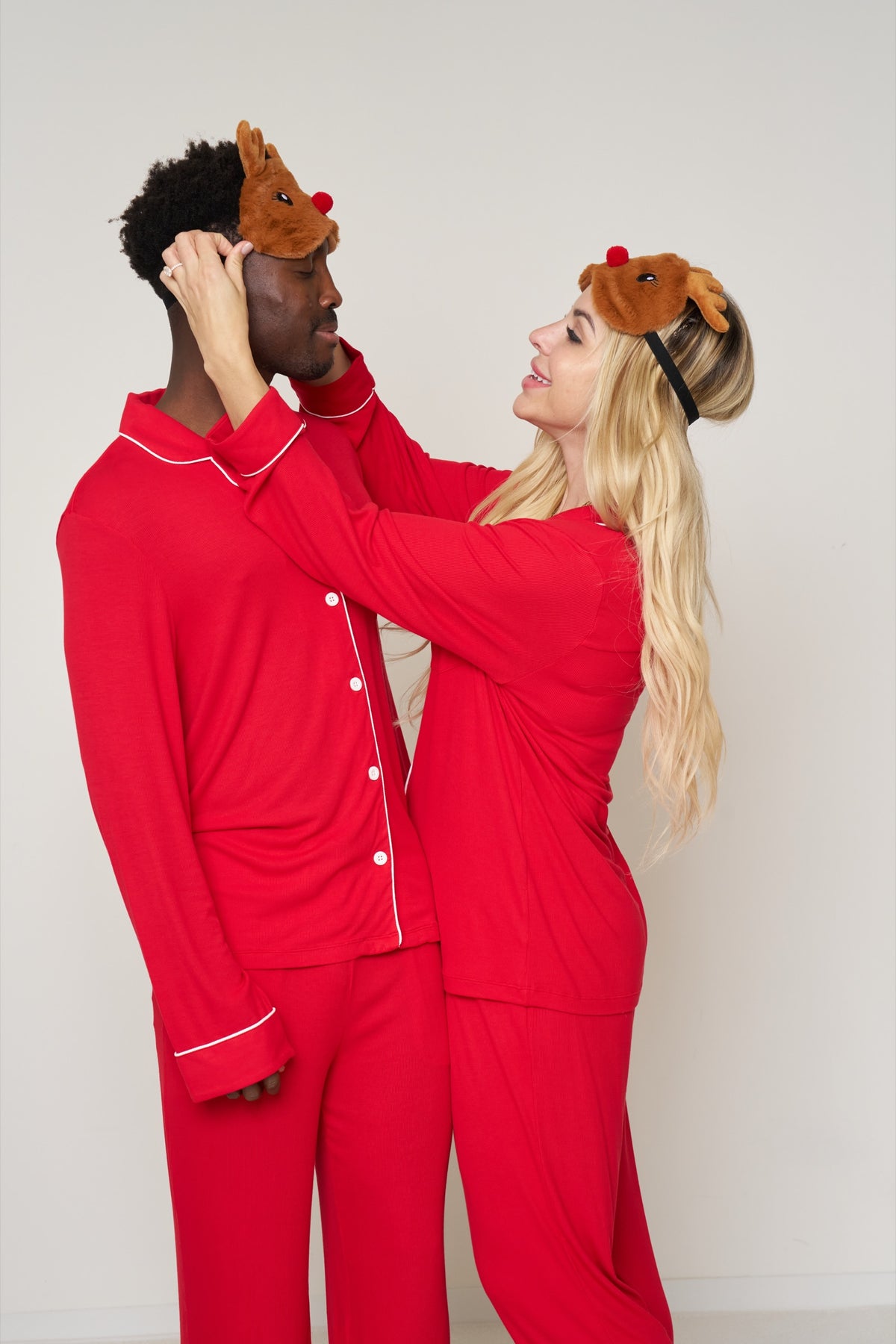 Women's Button-Up Set Christmas - Candy Cane Ribbed Bamboo