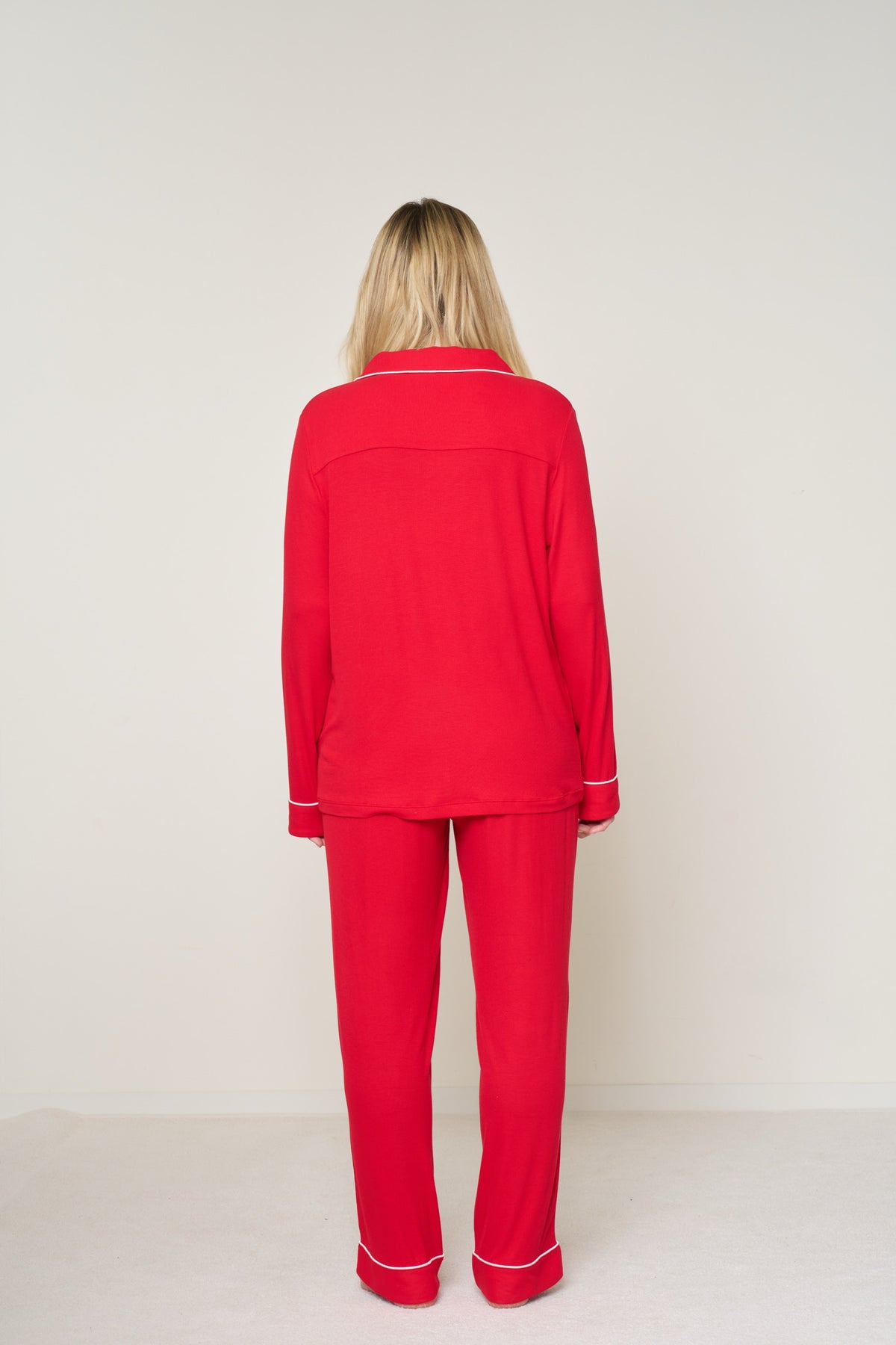 Women's Button-Up Set Christmas - Candy Cane Ribbed Bamboo