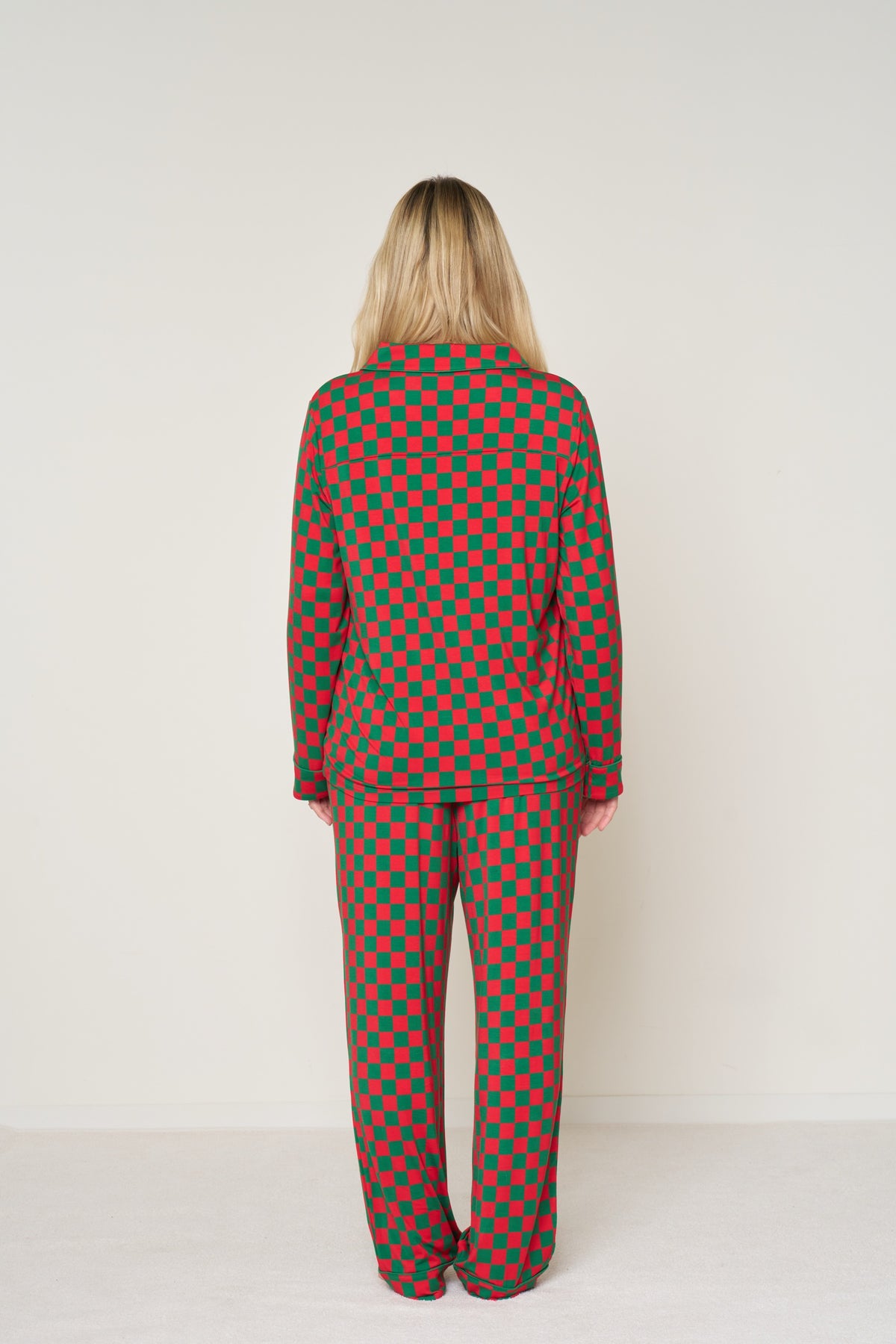 Women's Button-Up Set Christmas - Merry Checkmate TENCEL™ Modal