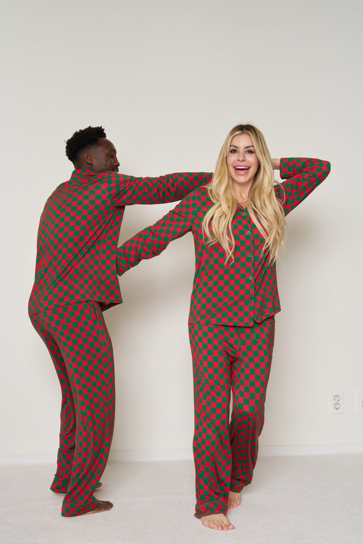 Women's Button-Up Set Christmas - Merry Checkmate TENCEL™ Modal