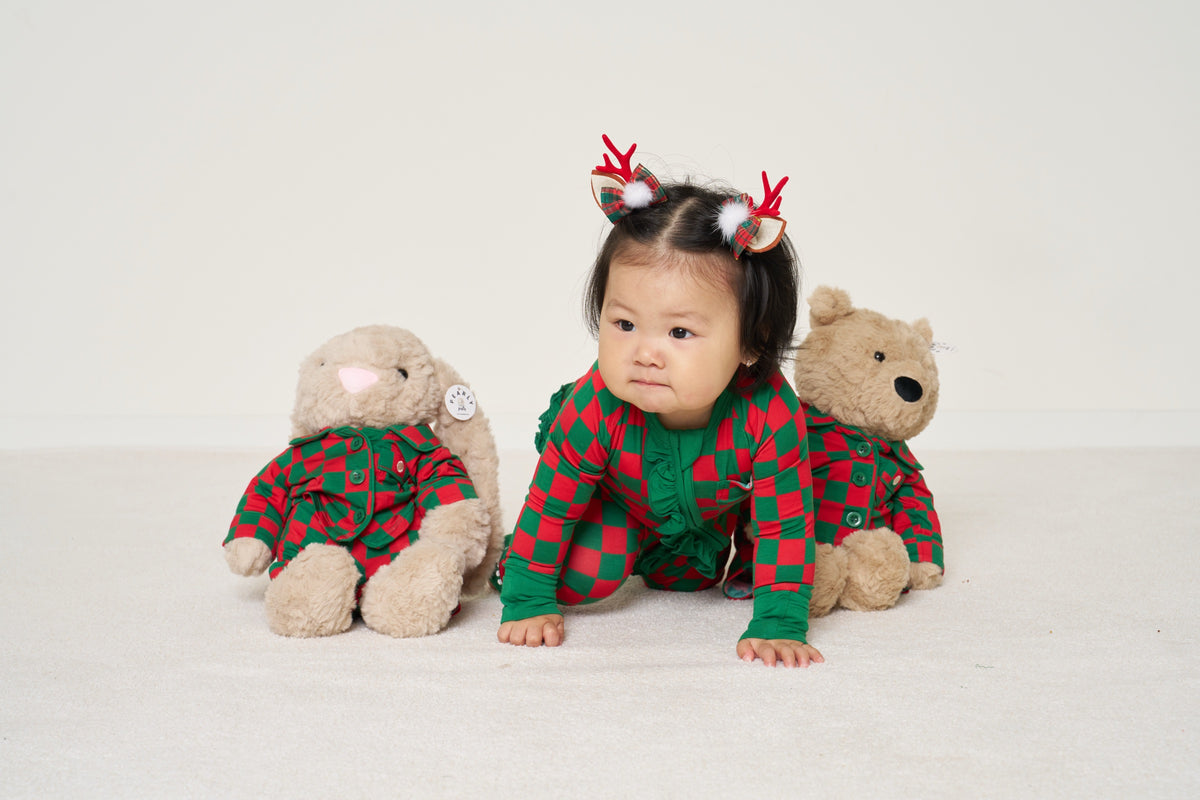 Zipper Romper with Ruffles Christmas - Merry Checkmate TENCEL™ Modal