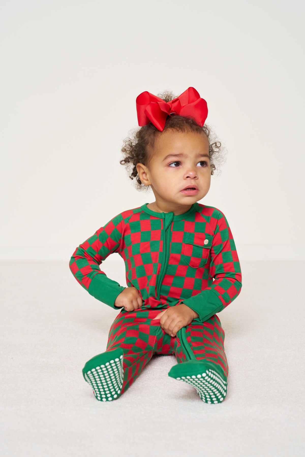 Zipper Romper Christmas - Merry Checkmate TENCEL™ Modal